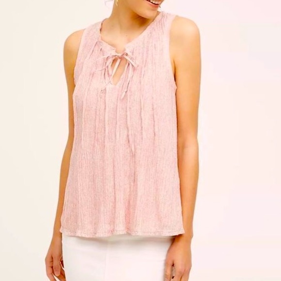Anthropologie Meadow Rue Pleated Tie Neck Tank Size M - Picture 1 of 7